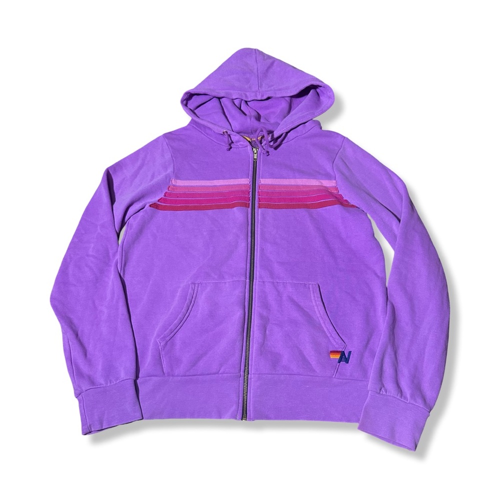 Aviator Nation Purple 5 Stripe Adult Zip Up